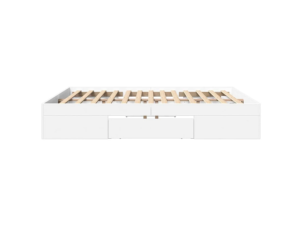 Cadre de lit sans matelas blanc 200x200 cm bois d'ingénierie