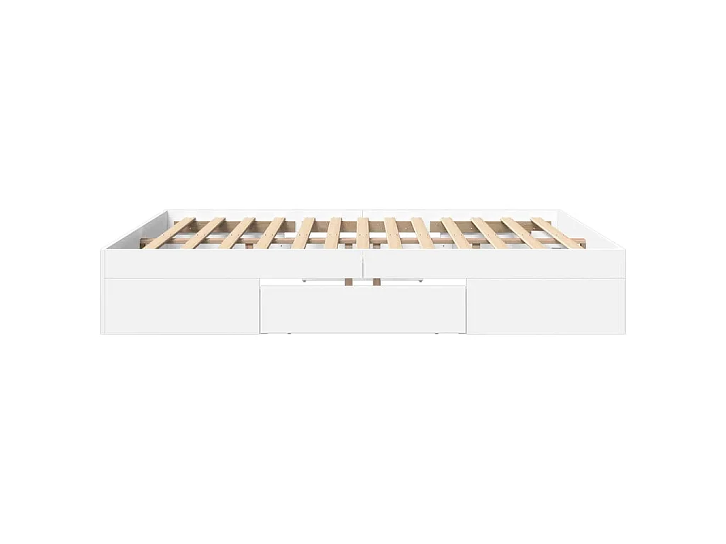 Bedframe massief hout wit 200x200 cm