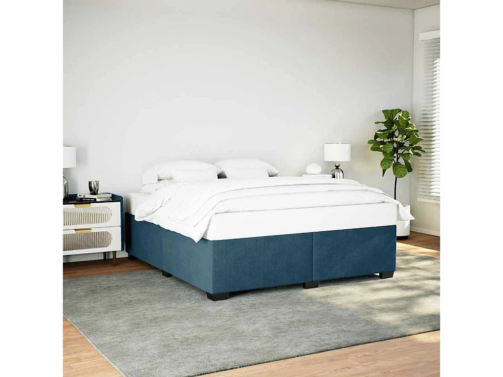 Cadre de lit sans matelas bleu 180x200 cm velours