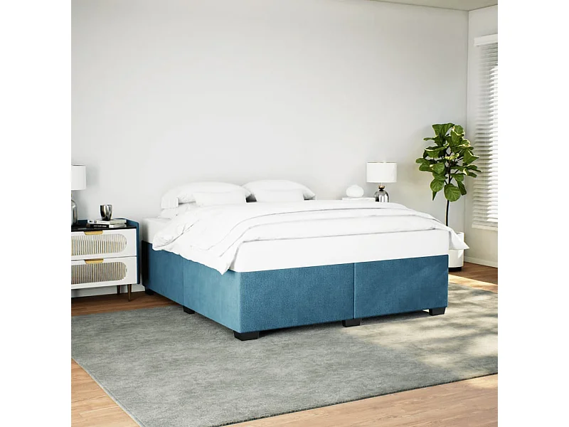 Cadre de lit sans matelas bleu 180x200 cm velours