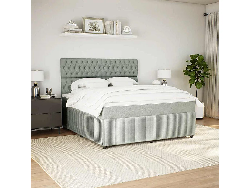 Sommier à lattes de lit et matelas Gris clair 180x200cm Velours