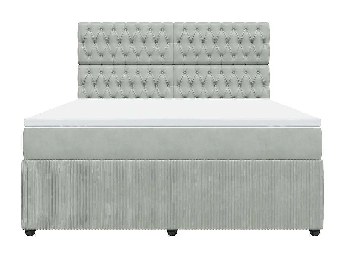 Sommier à lattes de lit et matelas Gris clair 180x200cm Velours