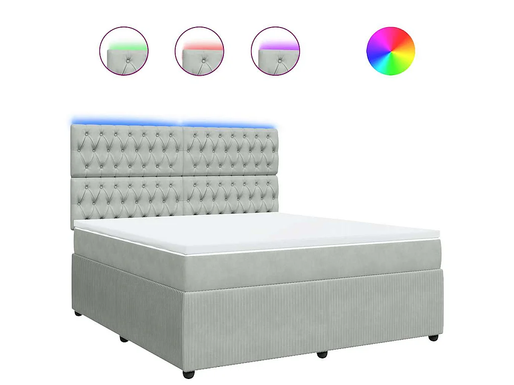 Boxspringbett mit Matratze Hellgrau 180x200 cm Samt