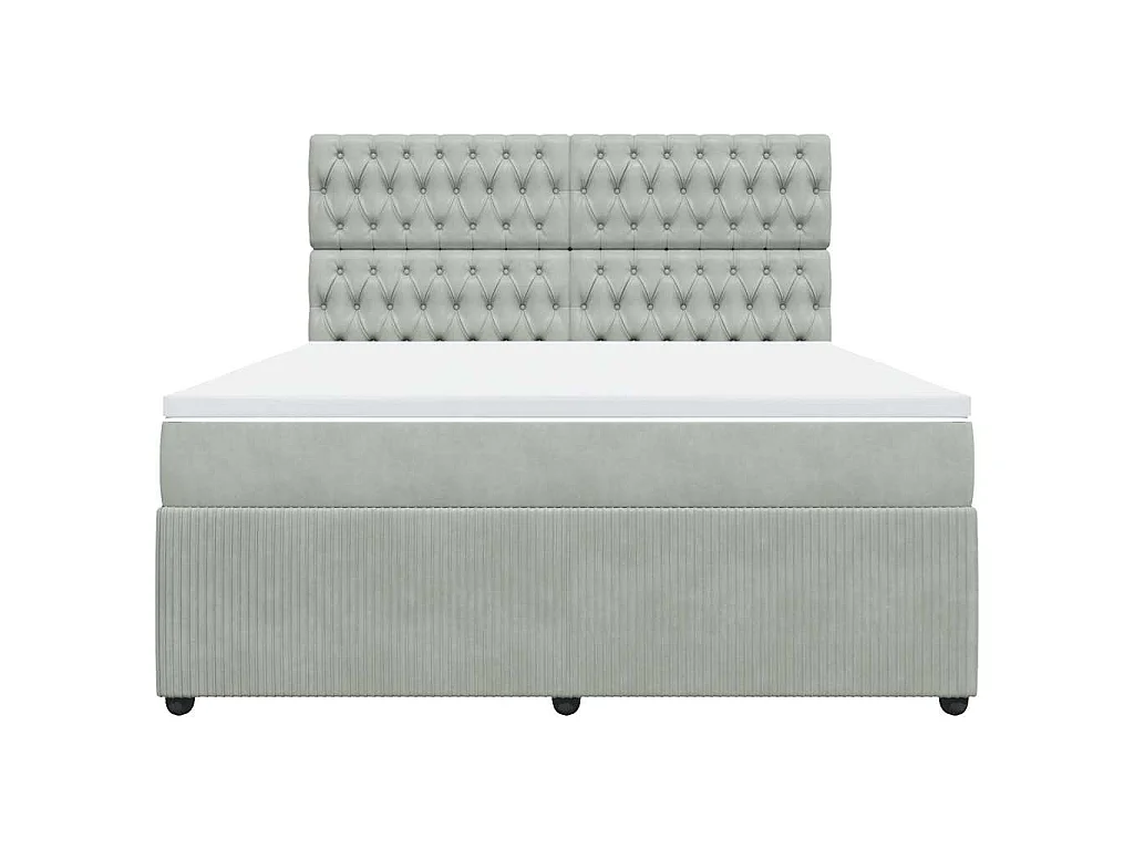 Boxspringbett mit Matratze Hellgrau 180x200 cm Samt