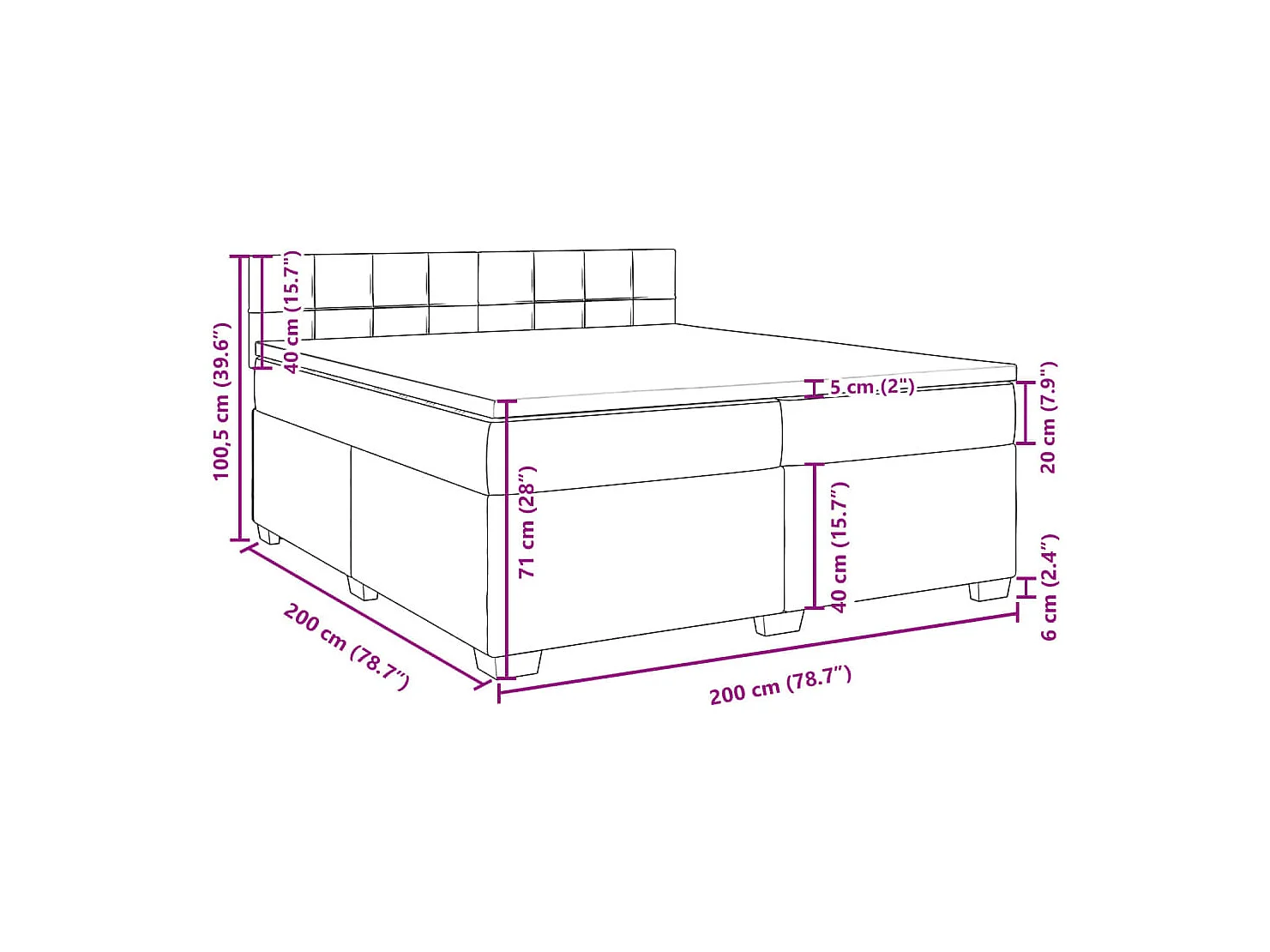 Boxspring met matras fluweel roze 200x200 cm