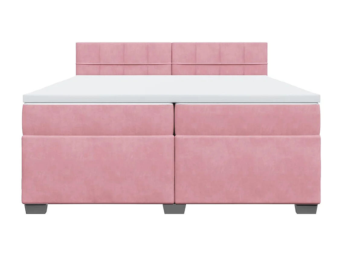 Boxspring met matras fluweel roze 200x200 cm