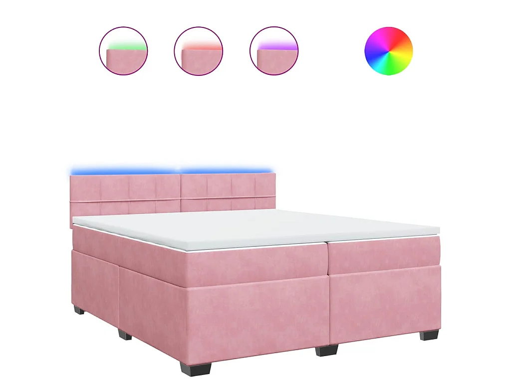 Giroletto a Molle con Materasso Rosa 200x200 cm in Velluto