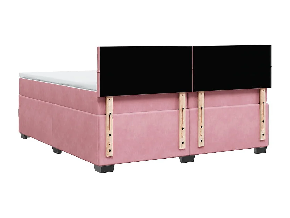 Giroletto a Molle con Materasso Rosa 200x200 cm in Velluto