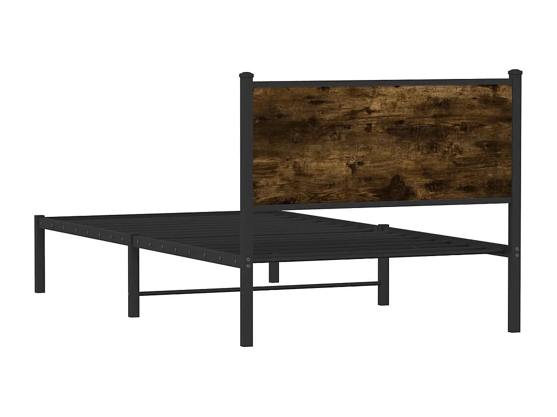 Estructura de cama sin colchón metal roble ahumado 100x200 cm