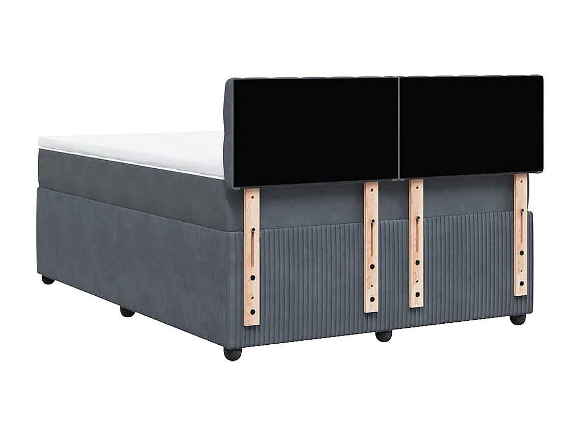 Giroletto a Molle con Materasso Grigio Scuro 140x190 cm Velluto