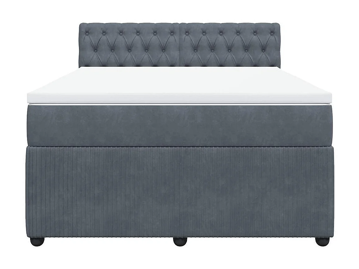 Boxspring met matras fluweel donkergrijs 140x190 cm