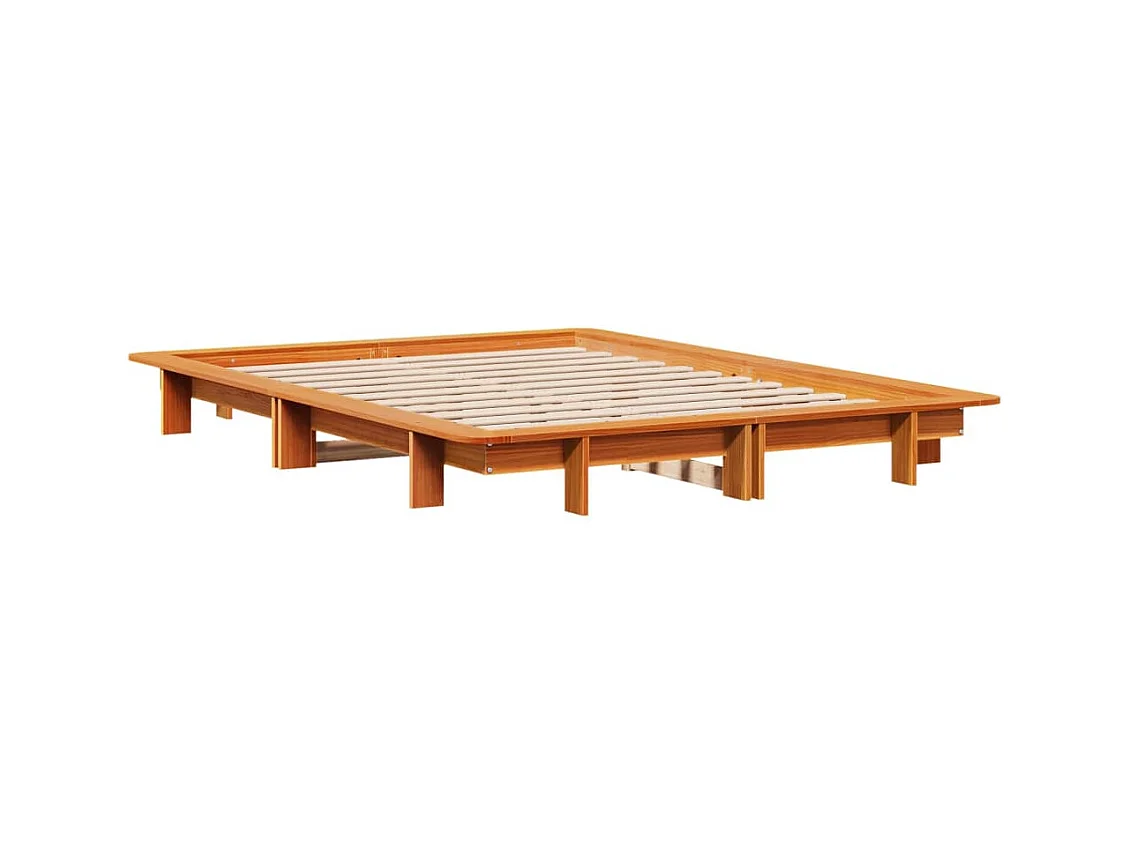 Cadre de lit sans matelas cire marron 150x200cm bois pin massif