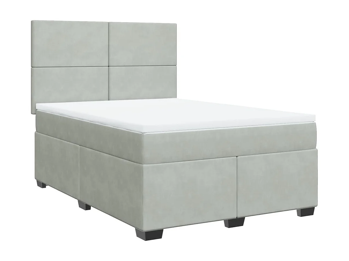 Cama com molas/colchão 160x200 cm veludo cinzento-claro