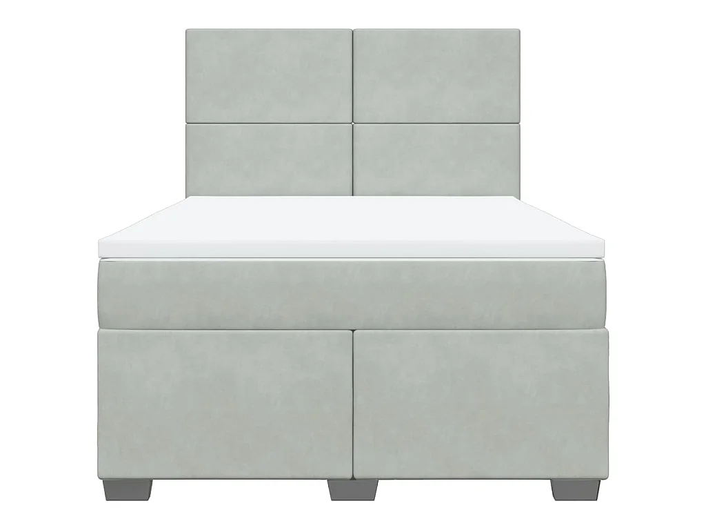 Boxspring met matras fluweel lichtgrijs 160x200 cm