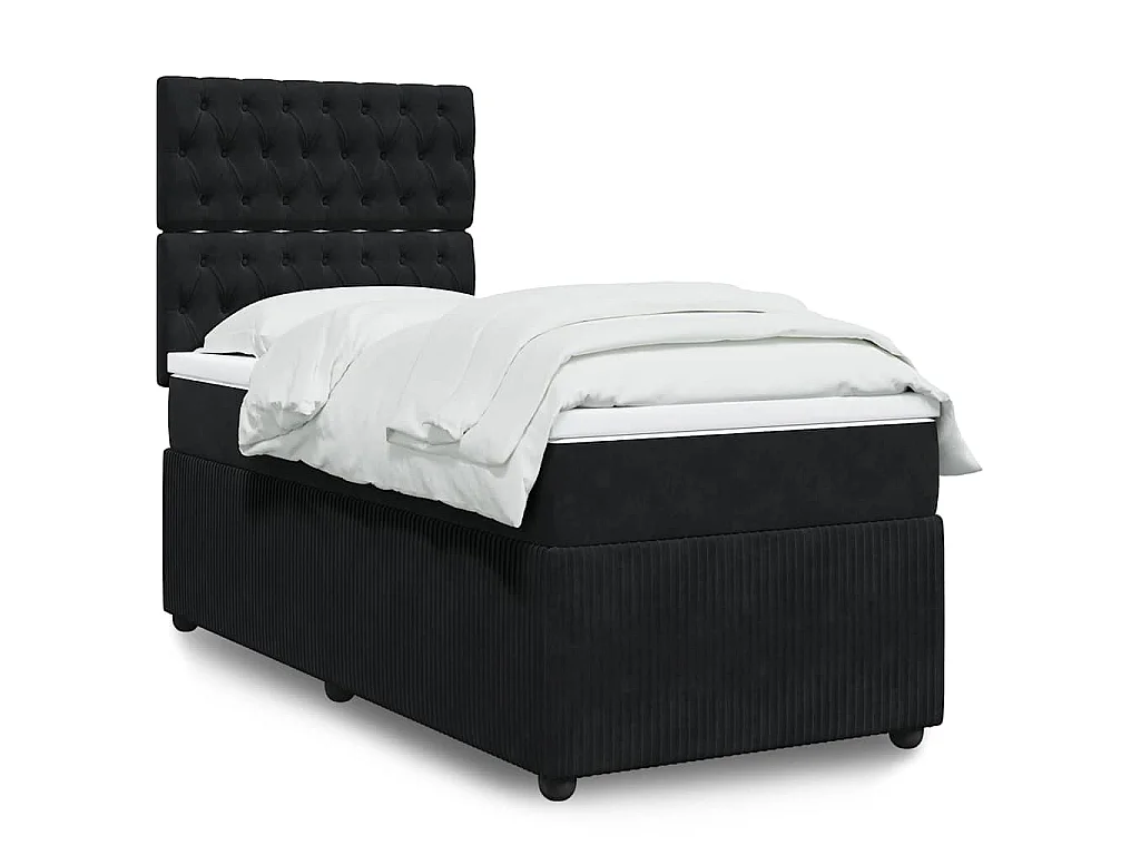 Giroletto a Molle con Materasso Nero 90x190 cm in Velluto