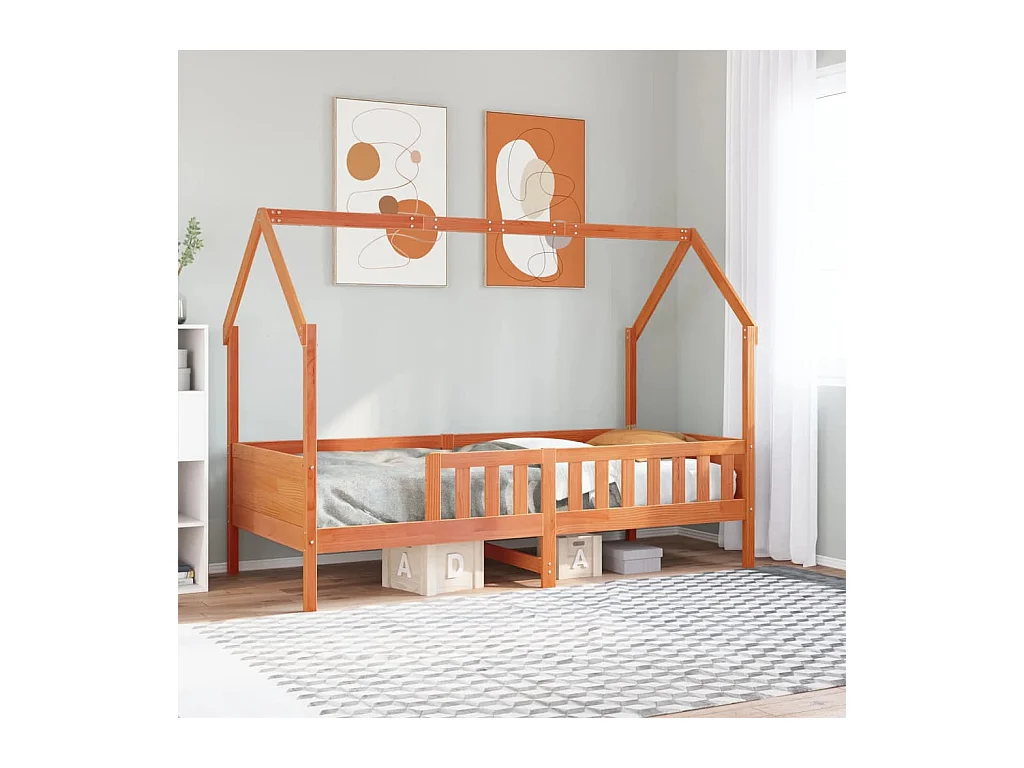 Cadre de lit d'enfants forme de maison sans matelas pin