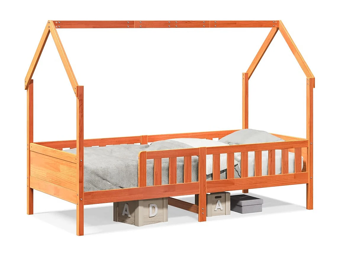 Cadre de lit d'enfants forme de maison sans matelas pin