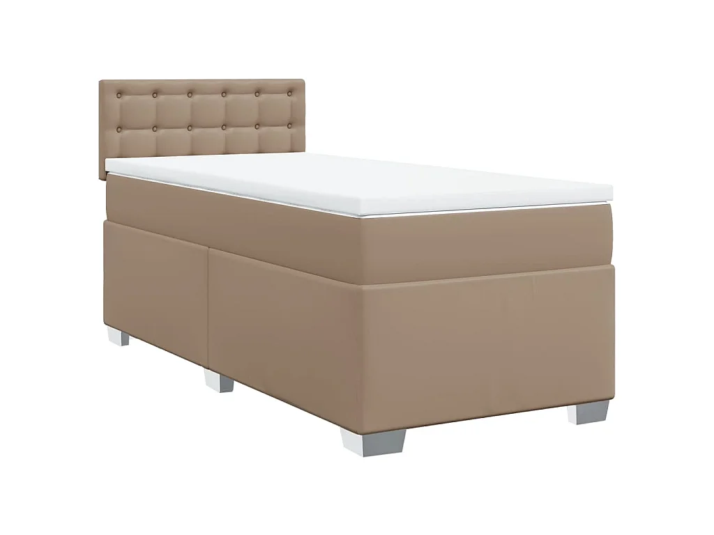 Cama com molas/colchão 90x190 cm couro artificial cappuccino