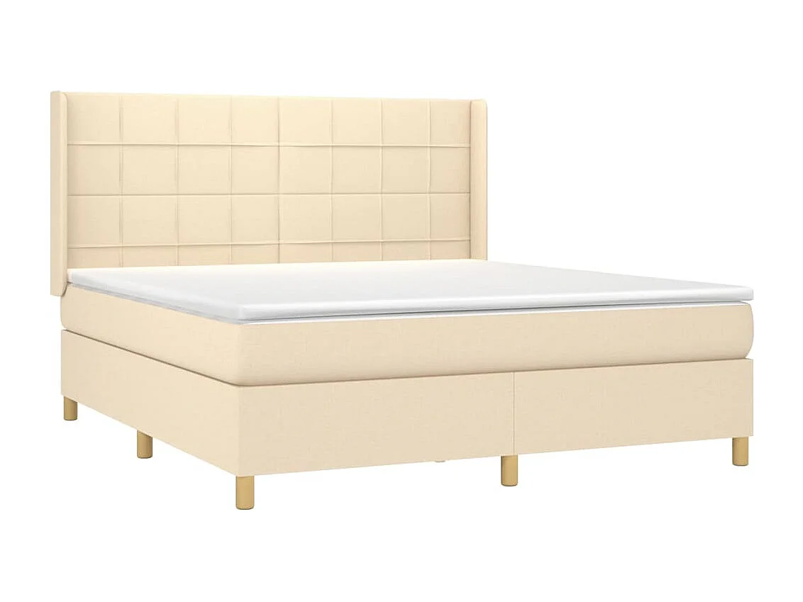 Boxspringbett mit Matratze & LED Creme 180x200 cm Stoff