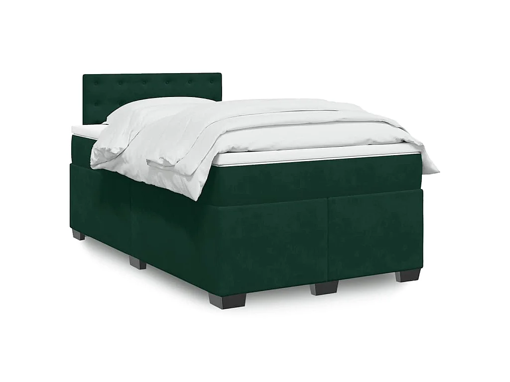 Boxspringbett mit Matratze Dunkelgrün 140x190 cm Samt