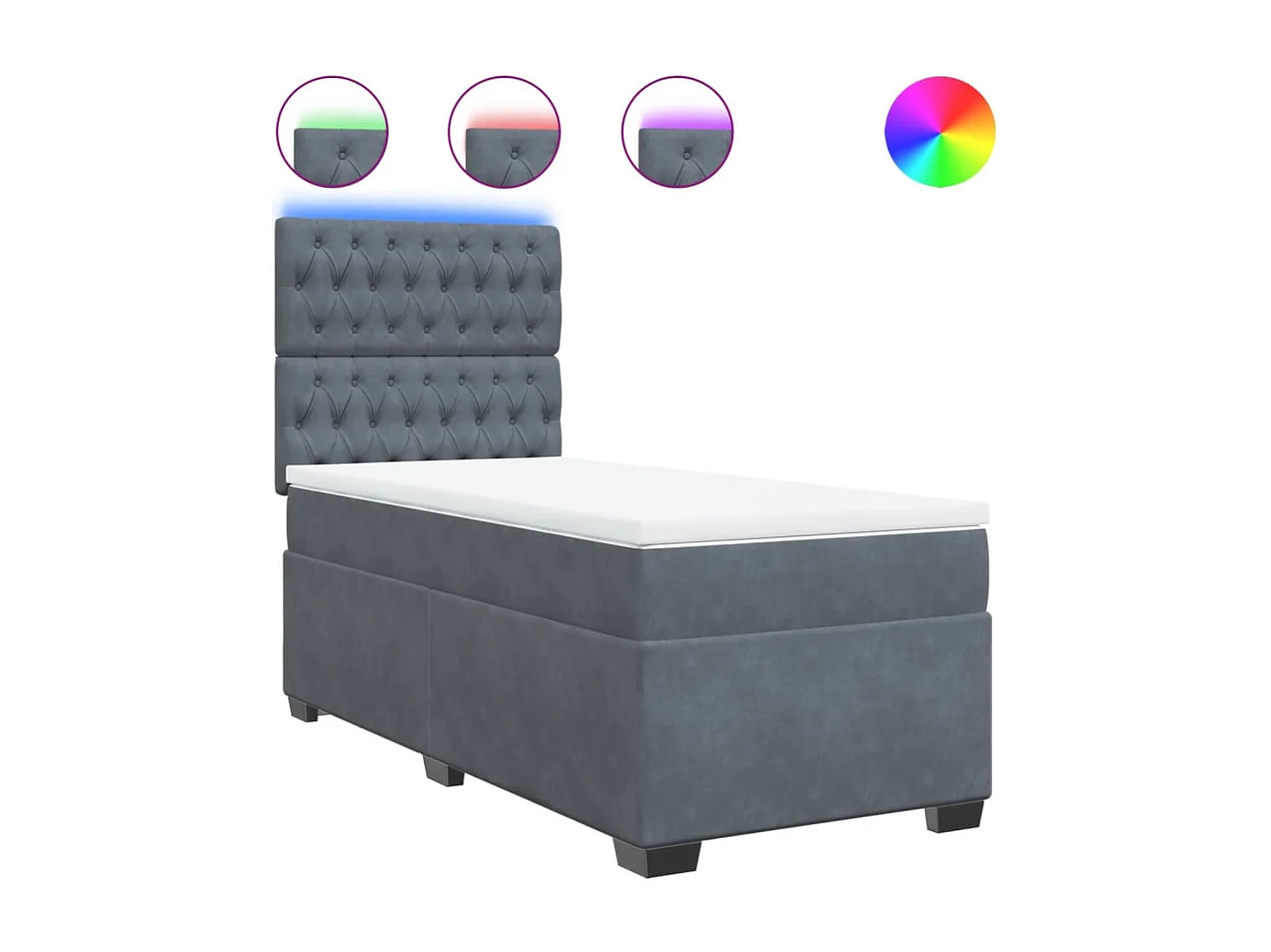 Sommier à lattes de lit et matelas Gris foncé 80x200 cm Velours