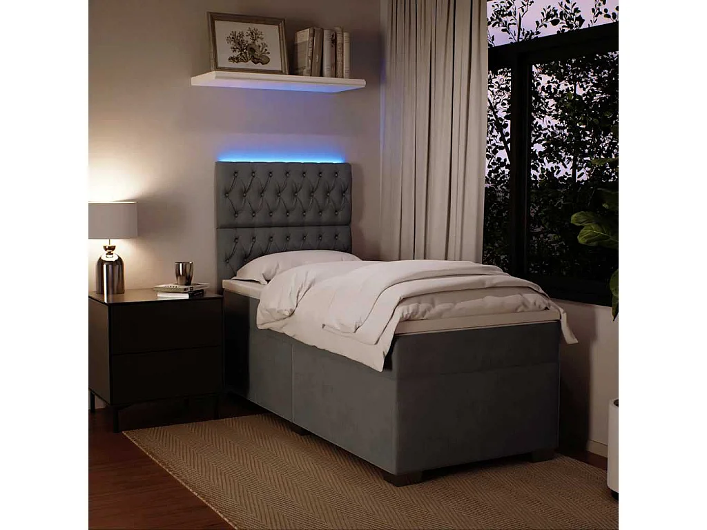 Boxspringbett mit Matratze Dunkelgrau 80x200 cm Samt