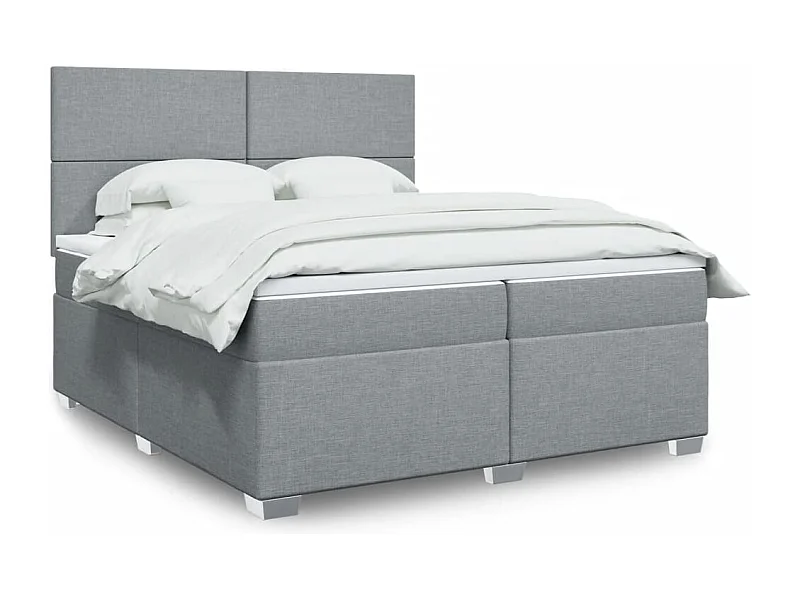 Sommier à lattes de lit avec matelas Gris clair 200x200cm Tissu