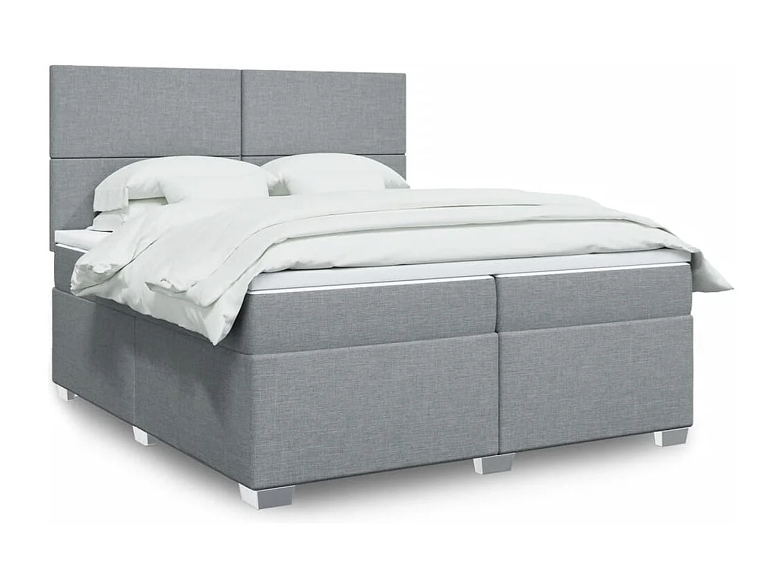 Sommier à lattes de lit avec matelas Gris clair 200x200cm Tissu