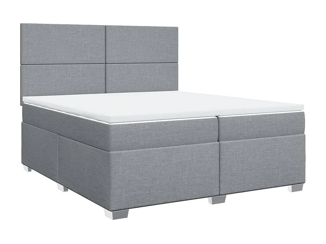 Sommier à lattes de lit avec matelas Gris clair 200x200cm Tissu