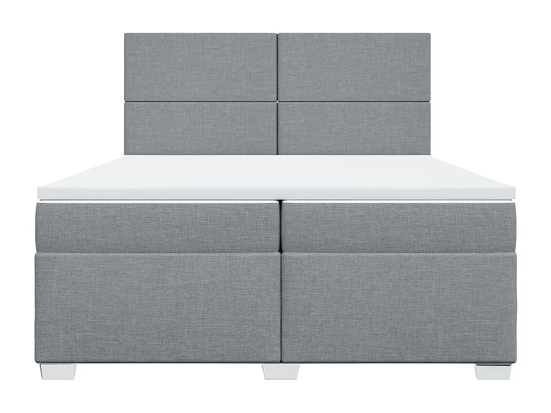Sommier à lattes de lit avec matelas Gris clair 200x200cm Tissu