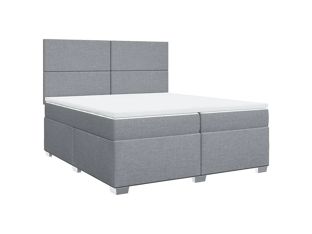 Boxspringbett mit Matratze Hellgrau 200x200 cm Stoff