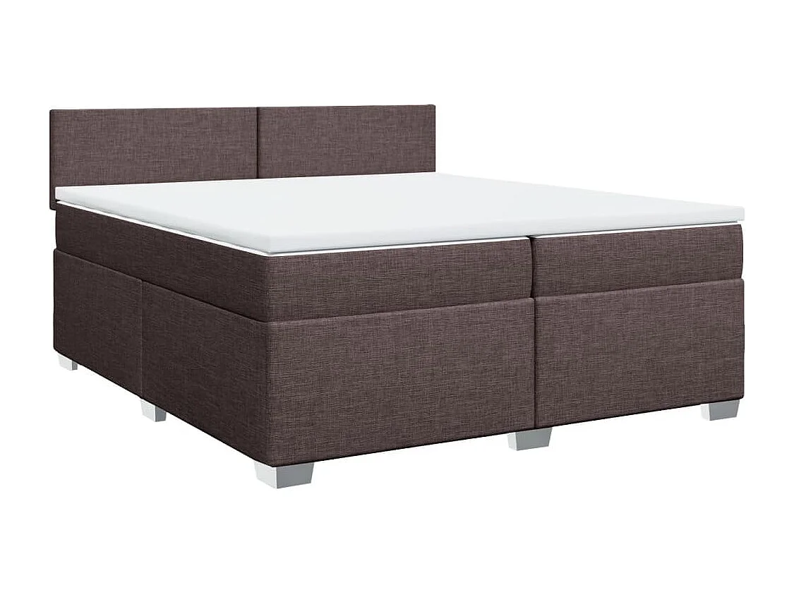 Cama box spring con colchón tela marrón oscuro 200x200 cm