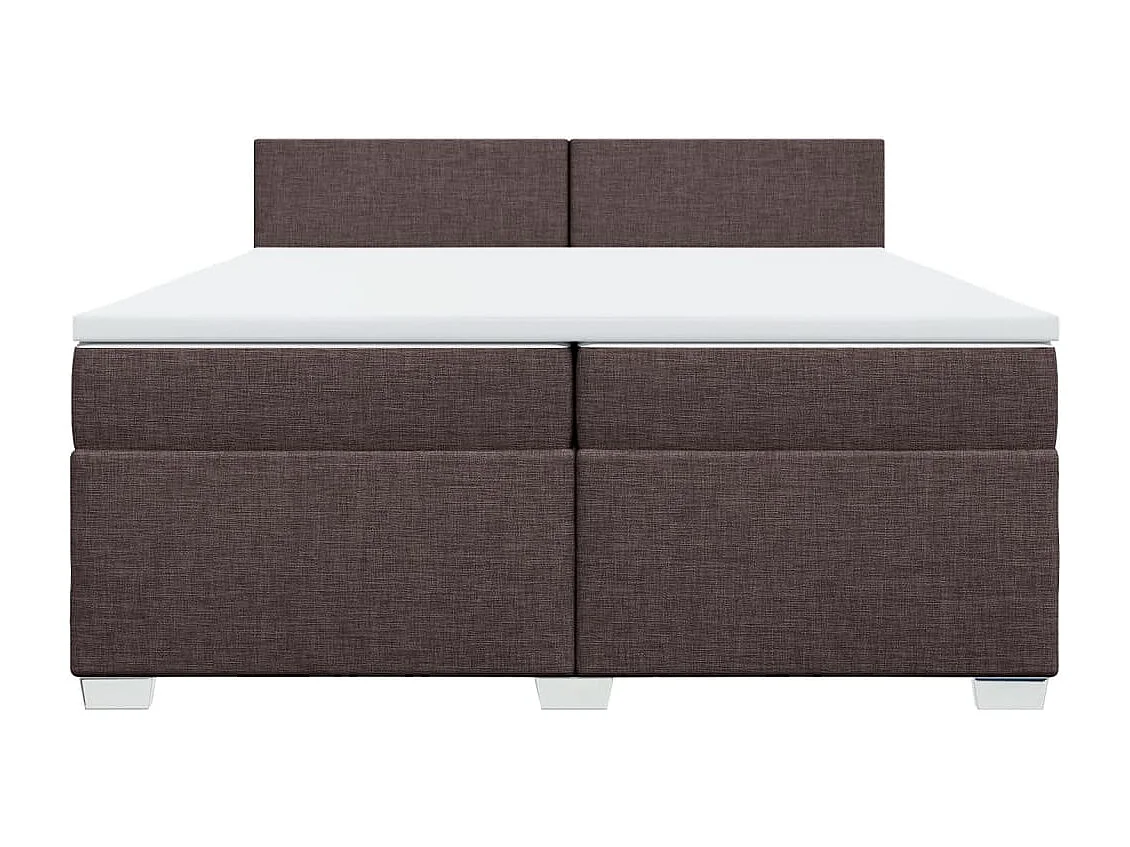 Cama box spring con colchón tela marrón oscuro 200x200 cm