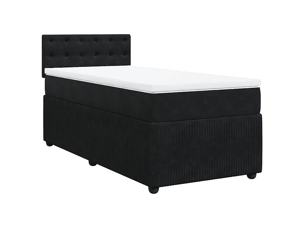 Cama box spring con colchón terciopelo negro 100x200 cm