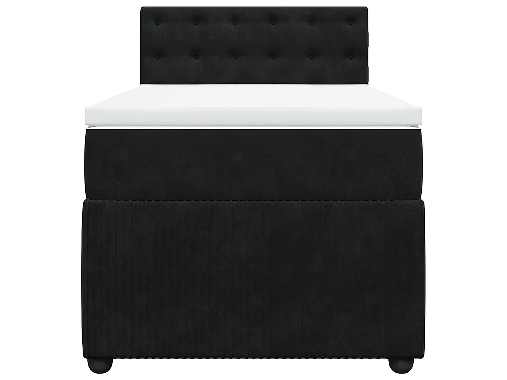 Cama box spring con colchón terciopelo negro 100x200 cm
