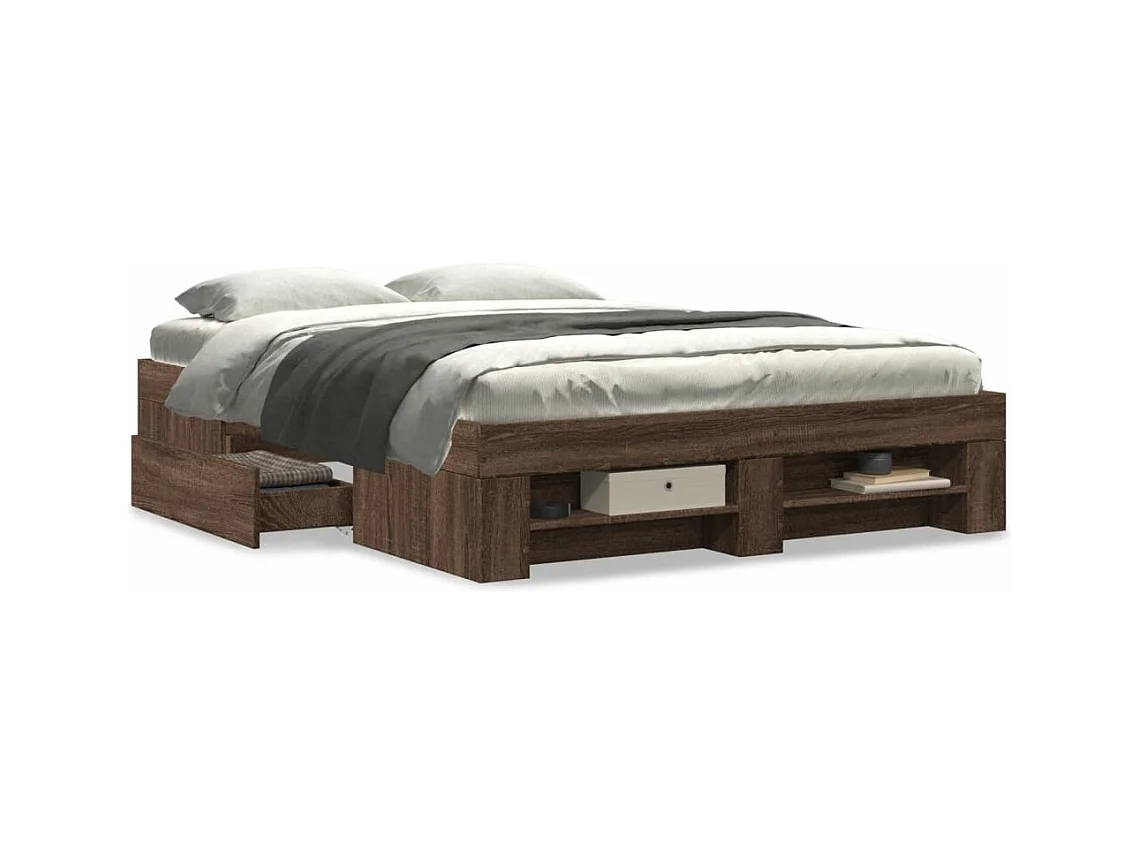 Cadre de lit sans matelas chêne marron 140x190 cm