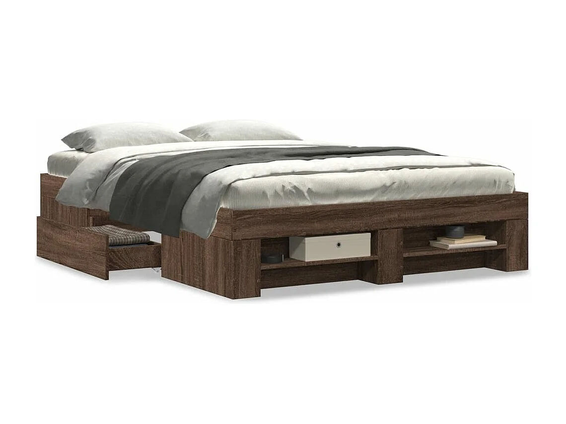 Cadre de lit sans matelas chêne marron 140x190 cm