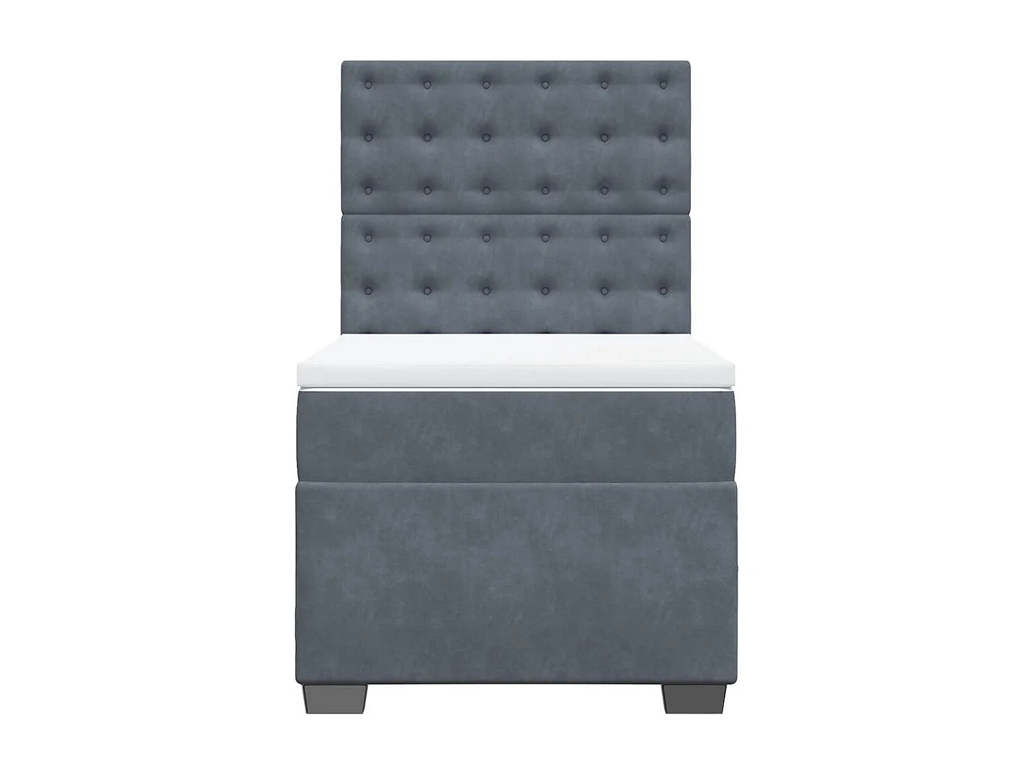 Cama box spring con colchón terciopelo gris oscuro 90x190 cm