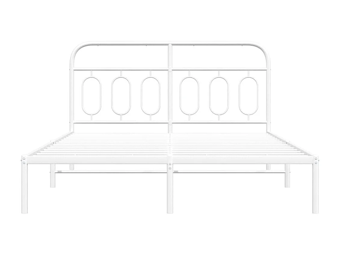 Bedframe met hoofdbord metaal wit 150x200 cm