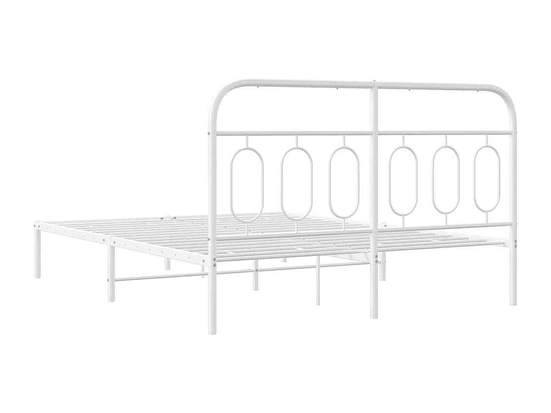 Bedframe met hoofdbord metaal wit 150x200 cm