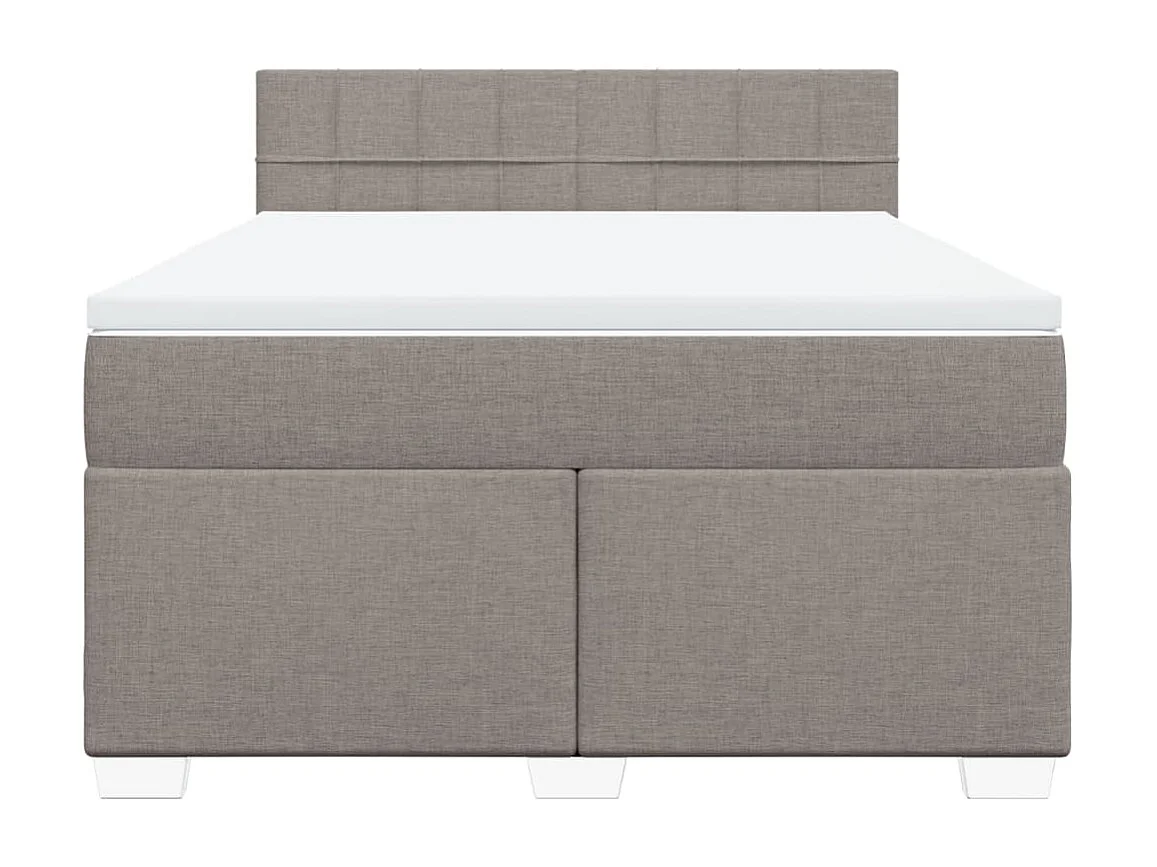 Cama box spring con colchón tela gris taupe 160x200 cm
