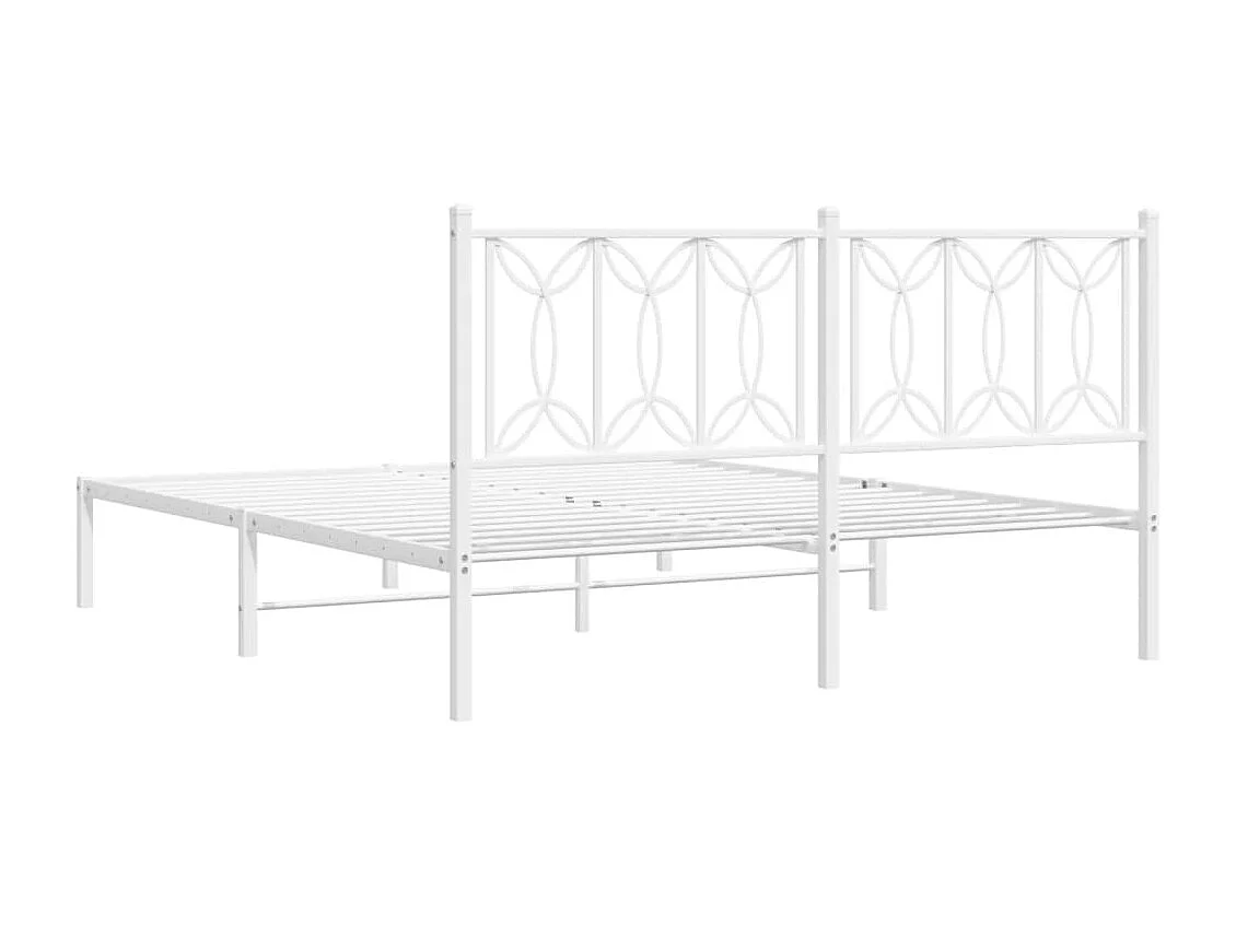 Bettgestell mit Kopfteil Metall Weiß 160x200 cm