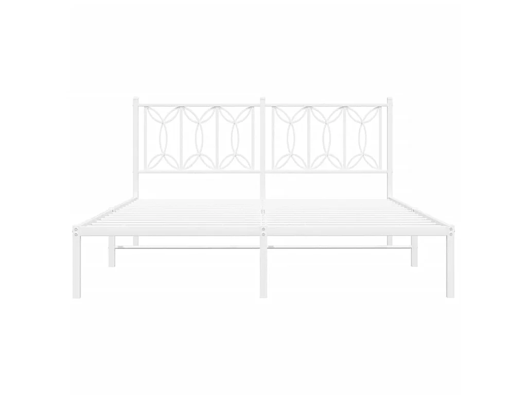 Bettgestell mit Kopfteil Metall Weiß 160x200 cm