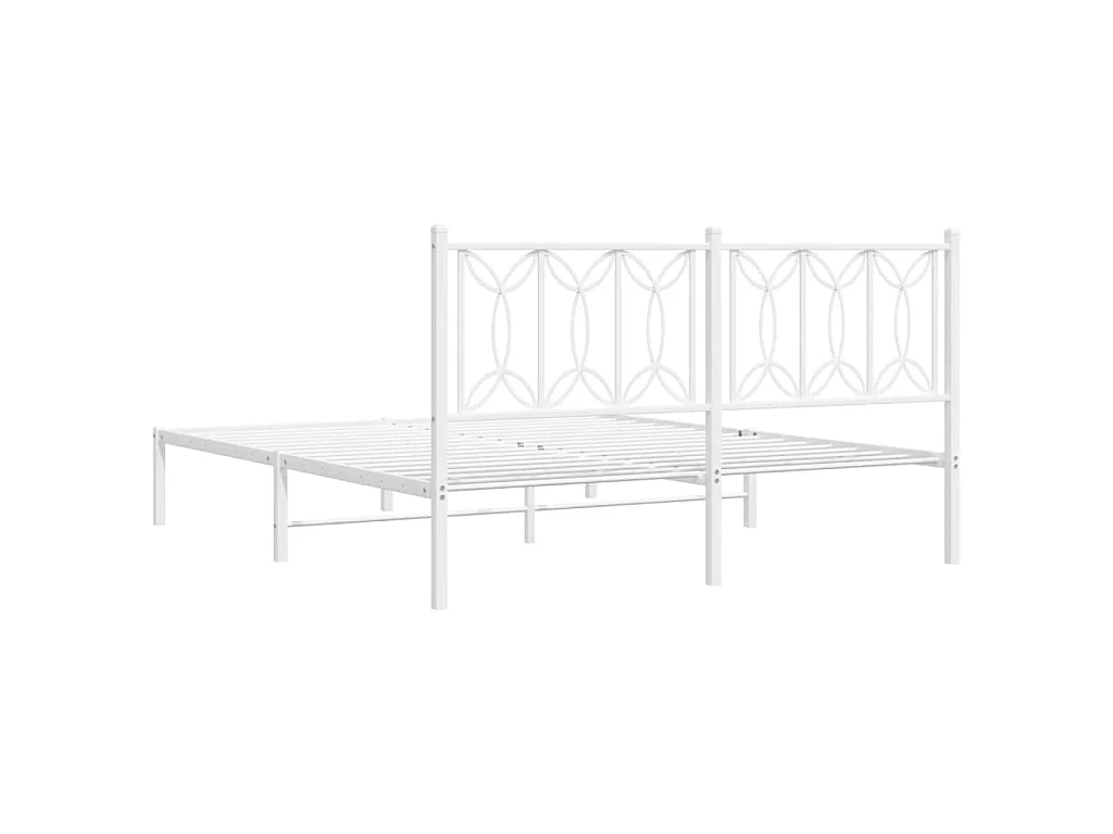 Bettgestell mit Kopfteil Metall Weiß 160x200 cm