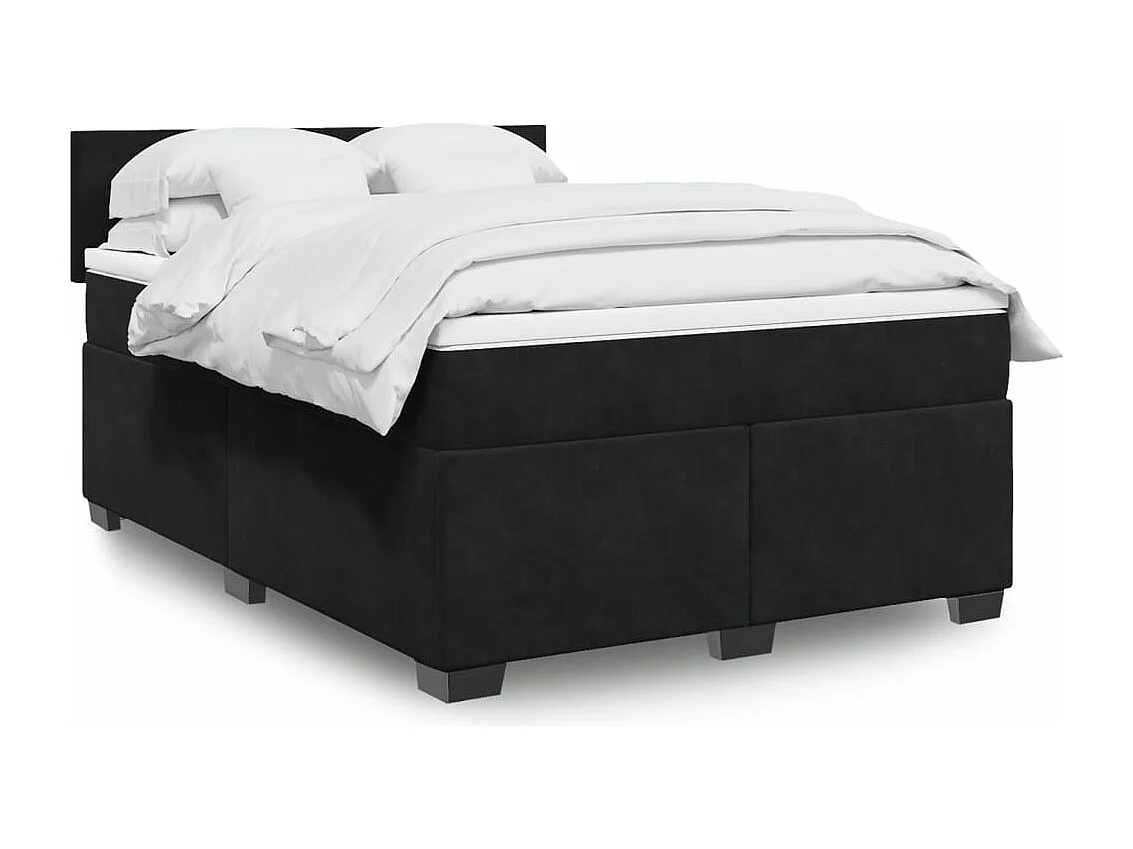 Boxspringbett mit Matratze Schwarz 160x200 cm Samt