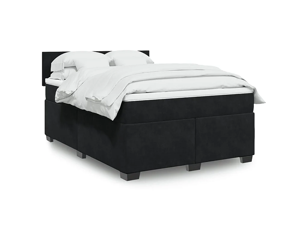 Giroletto a Molle con Materasso Nero 160x200 cm in Velluto