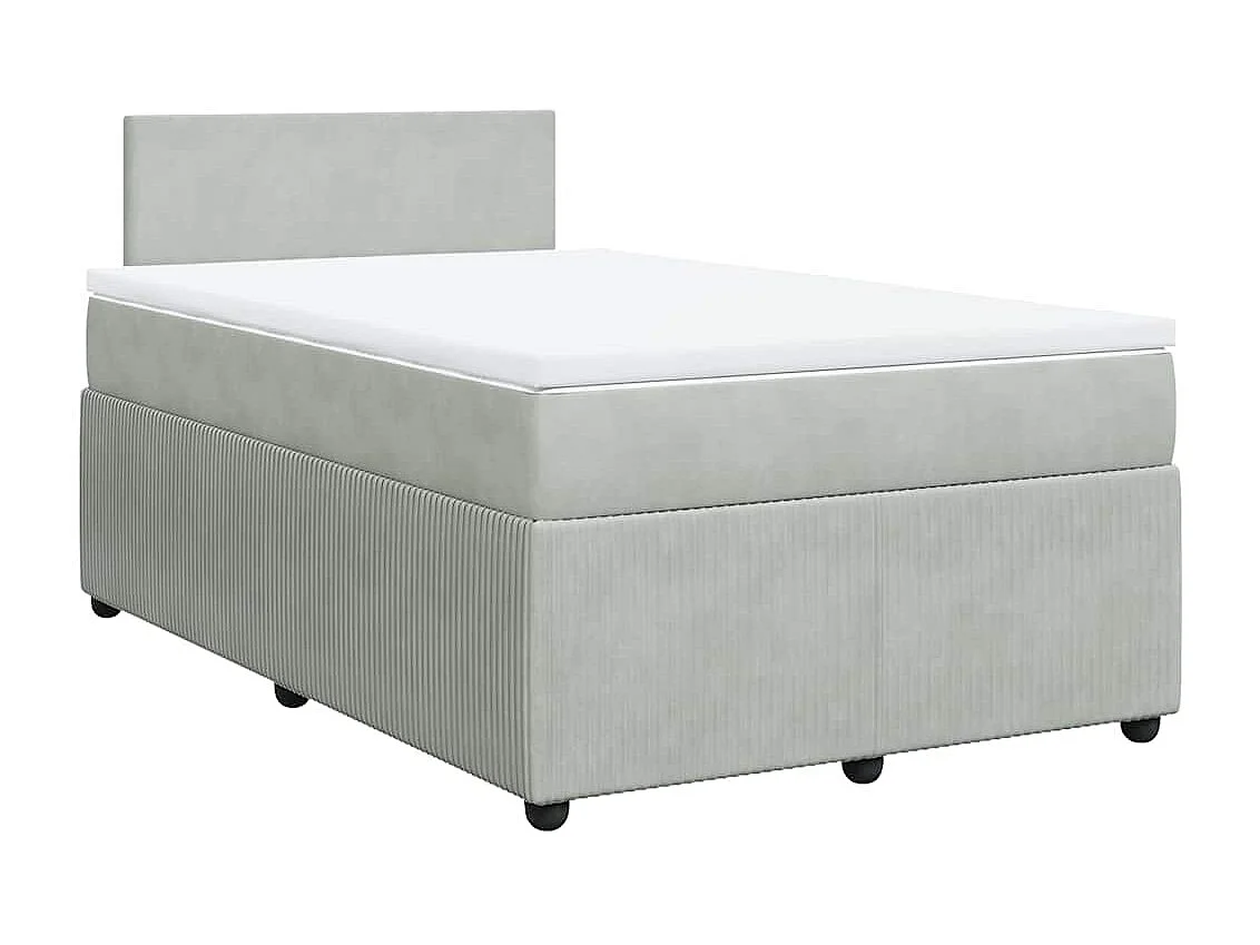 Cama box spring con colchón terciopelo gris claro 120x200 cm