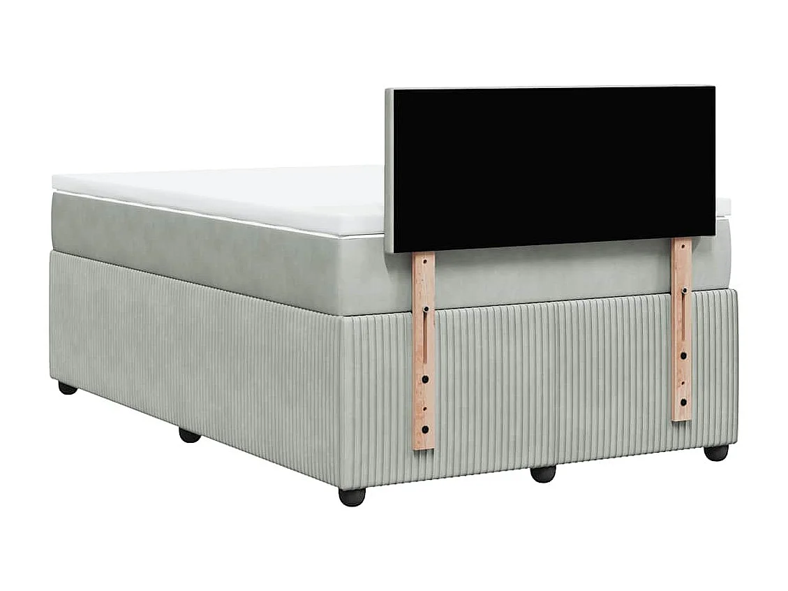 Cama box spring con colchón terciopelo gris claro 120x200 cm