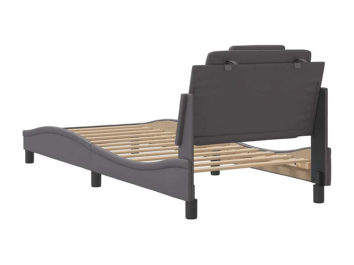 Cadre de lit Viana sans matelas gris 90x190 cm similicuir
