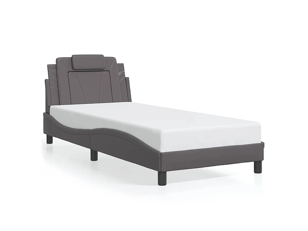 Bedframe "Viana" zonder matras kunstleer grijs 90x190 cm